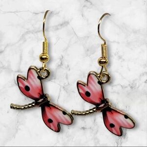 Pink Dragonfly Earrings